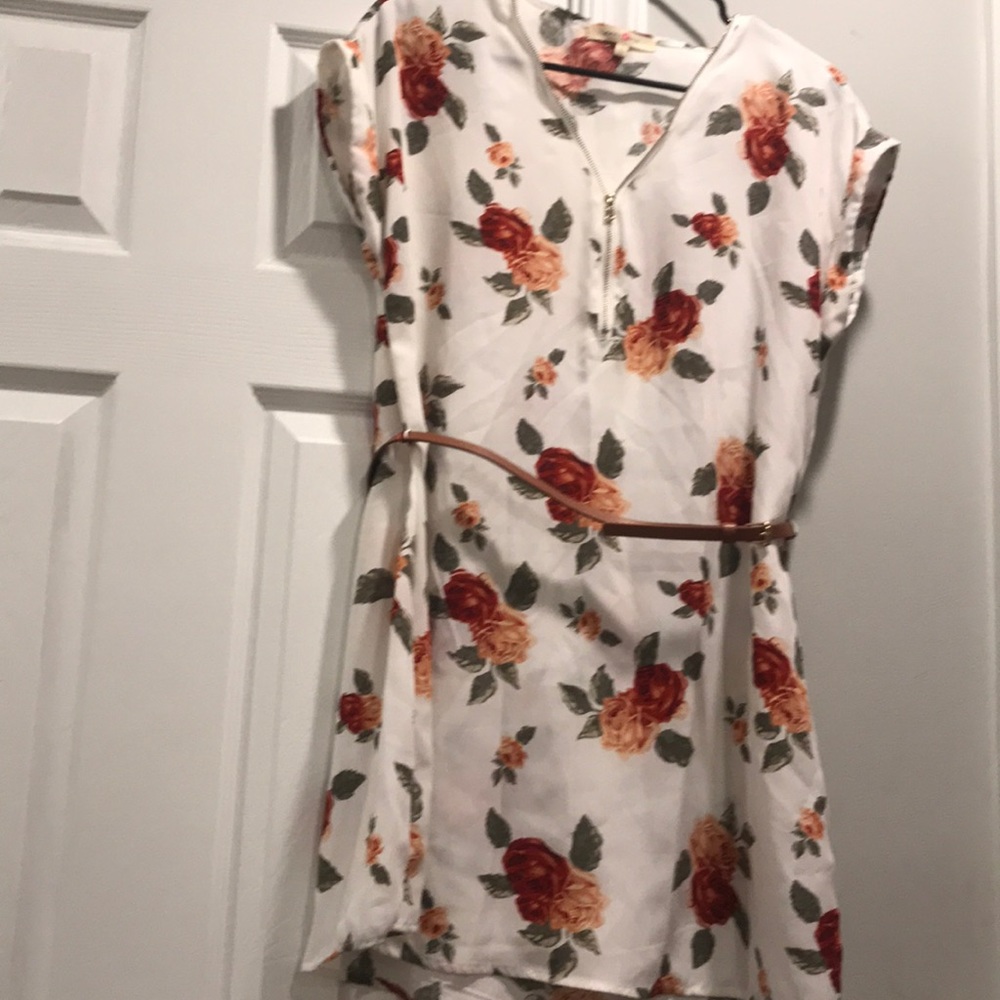 Large White top with flowers
